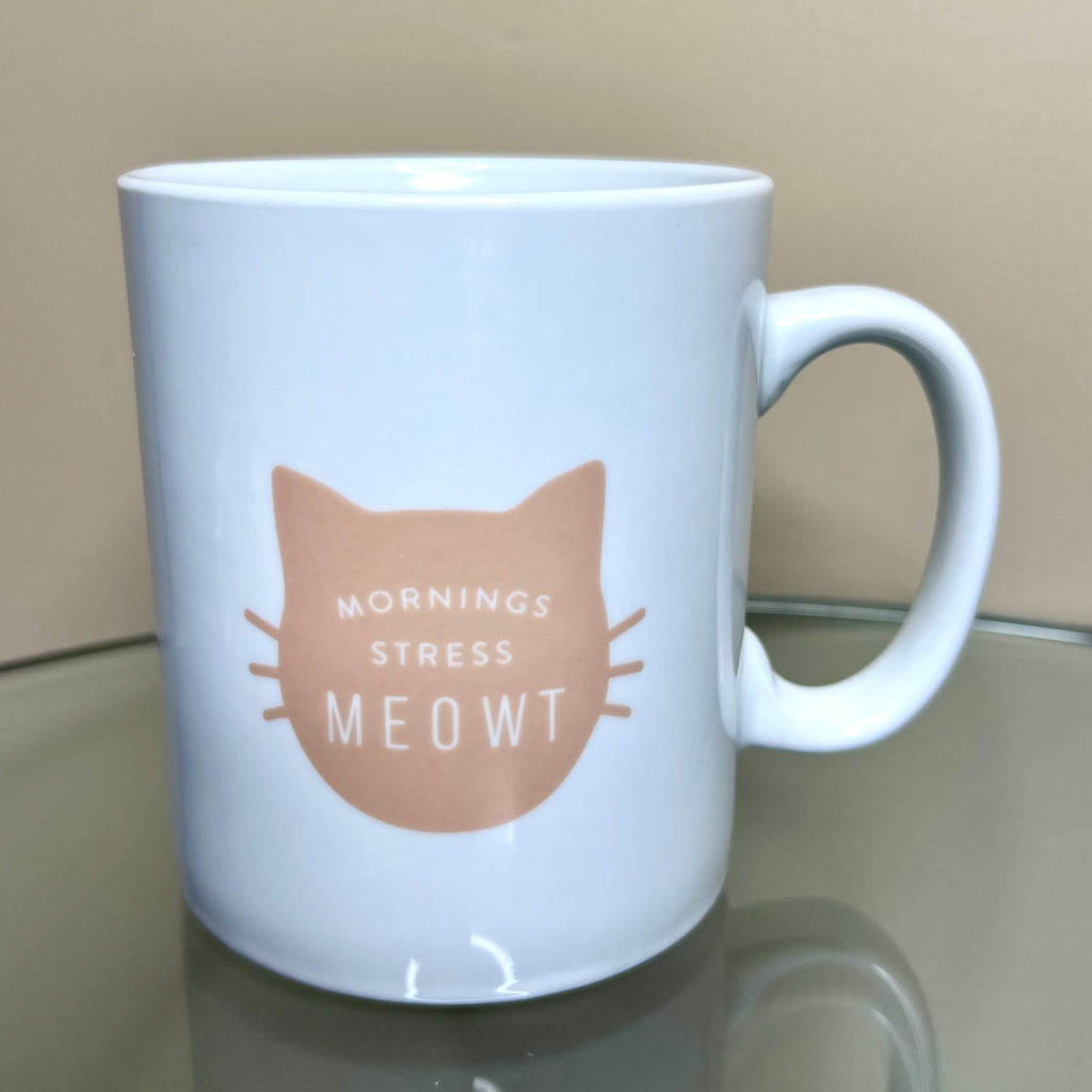 "Mornings Stress Meowt" Cat Head Ceramic Mug