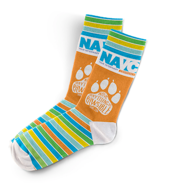 NAVC Socks -"Orange Anything is Pawsible"